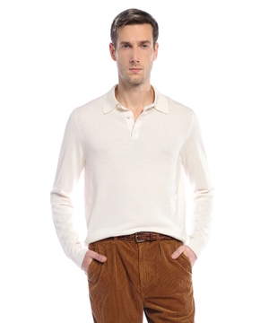 Silk and cotton long-sleeve polo shirt