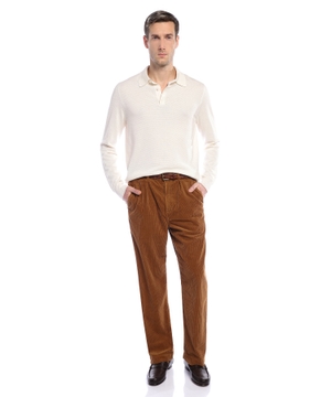 Silk and cotton long-sleeve polo shirt