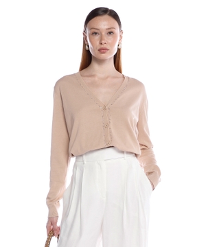 Sequin-embellished cotton cardigan