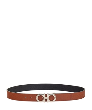 Reversible and adjustable Gancini leather belt