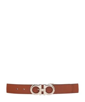 Reversible and adjustable Gancini leather belt