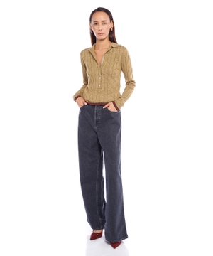 Wide Leg Denim Trouser