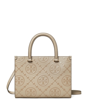 T Monogram Top-handle Embossed Tote çantası