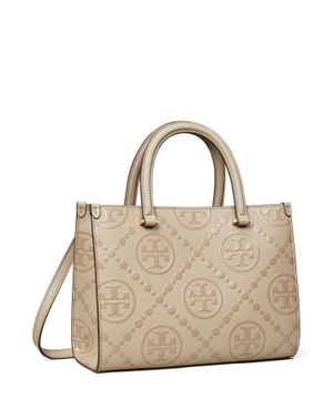 T Monogram Top-handle Embossed Tote çantası