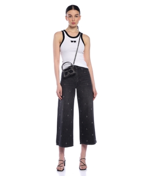 Kristal işləməli monoqramlı denimm şalvar
