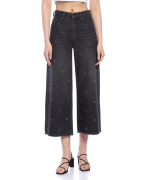 Kristal işləməli monoqramlı denimm şalvar