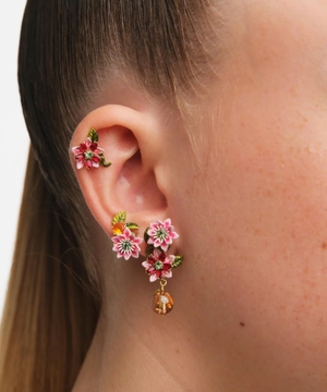 Asymmetrical passion flower post earrings
