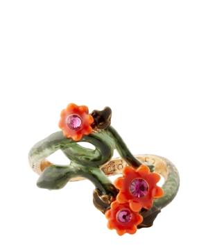 Snake and orange flowers cocktail ring