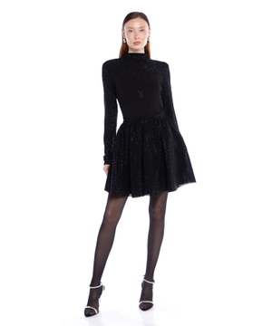Flared mini skirt with crystals