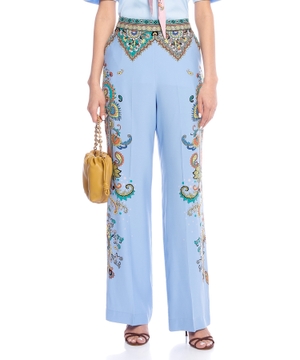 Printed silk trousers