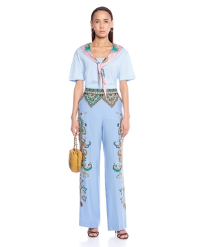 Printed silk trousers