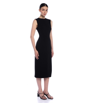 Sleeveless Crewneck Slit Dress in Admiral Crepe
