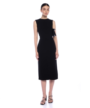 Sleeveless Crewneck Slit Dress in Admiral Crepe