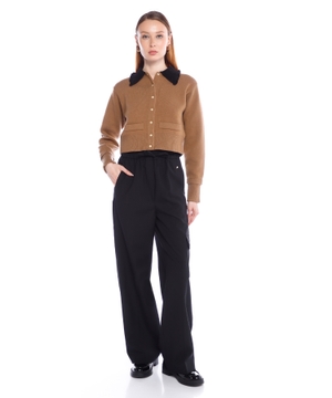 Two-tone wool and cashmere cardigan