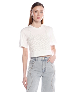 Beaded Cropped T-Shirt