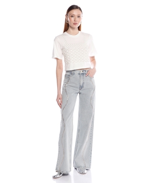 Beaded Cropped T-Shirt