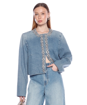 Crush işləməli denim gödəkçə