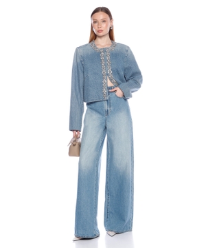 Crush işləməli denim gödəkçə
