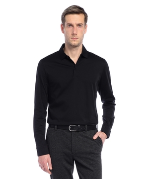 Cotton long-sleeve polo shirt