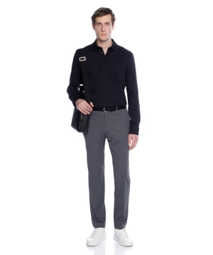 Long sleeve polo in cotton