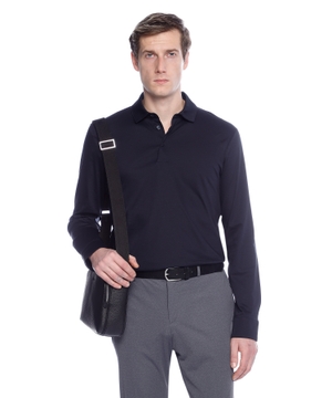 Long sleeve polo in cotton