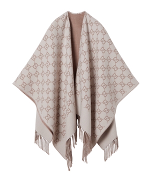 Printed wool poncho