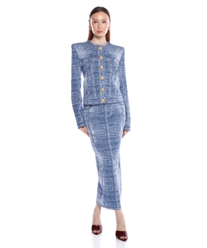 Denim-effect cardigan