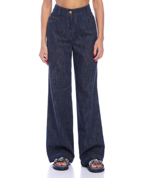 Wide Leg Pants in Cotton Stretch Denim