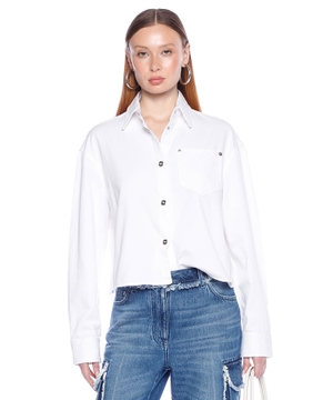 Denim Crop Boxy Shirt