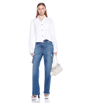 Denim Crop Boxy Shirt