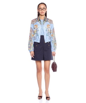 Crop jacket in silk blend