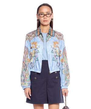 Crop jacket in silk blend