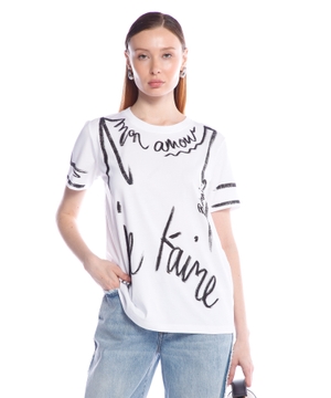 Short-sleeved T-shirt with "Je t'aime" print