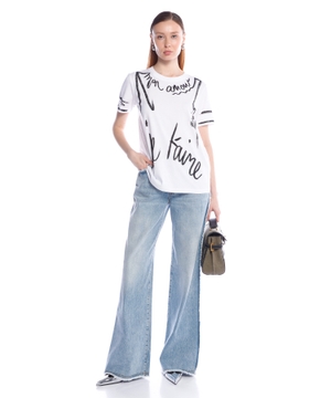 Short-sleeved T-shirt with "Je t'aime" print