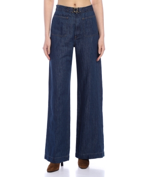 Aksesuarlı denim şalvar