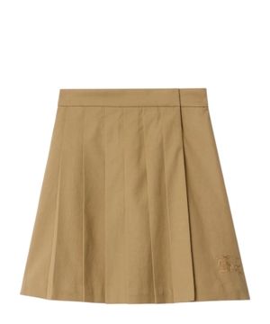 Pleated Cotton Blend Skirt