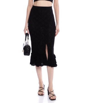 Ruffled midi skirt