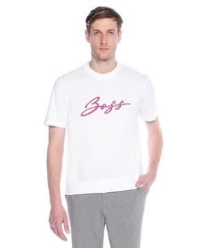 Düz biçimli loqolu t-shirt