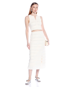 Long skirt with crochet detailing