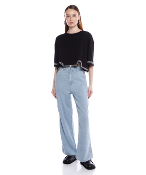 Rhinestone cropped T-shirt