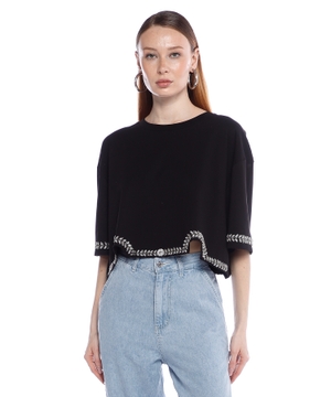 Rhinestone cropped T-shirt