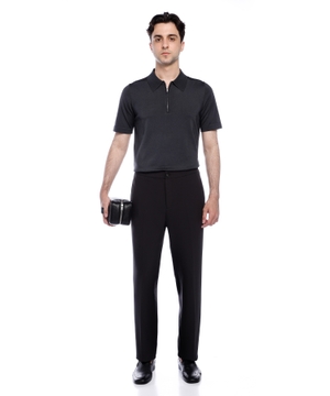 Knitted polo shirt with zip collar