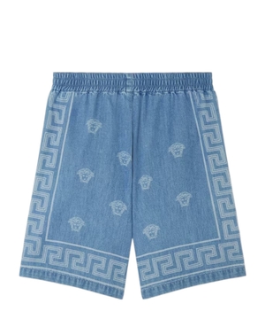 Medusa Bandana denim bermuda
