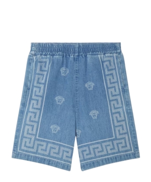 Medusa Bandana denim bermuda
