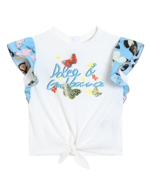 Jersey and poplin T-shirt with logo