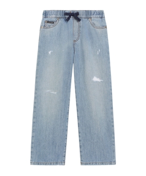 5-pocket denim jeans with branded tag