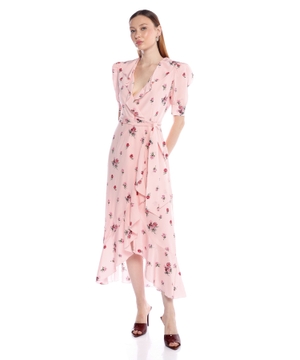 Rose print wrap dress