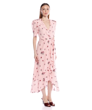 Rose print wrap dress