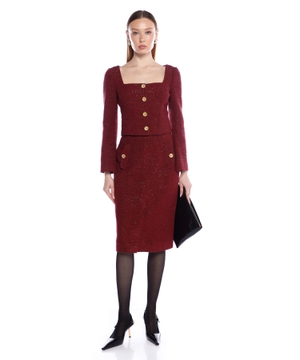 Sequin tweed skirt