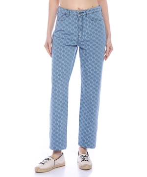 Printed denim pants
